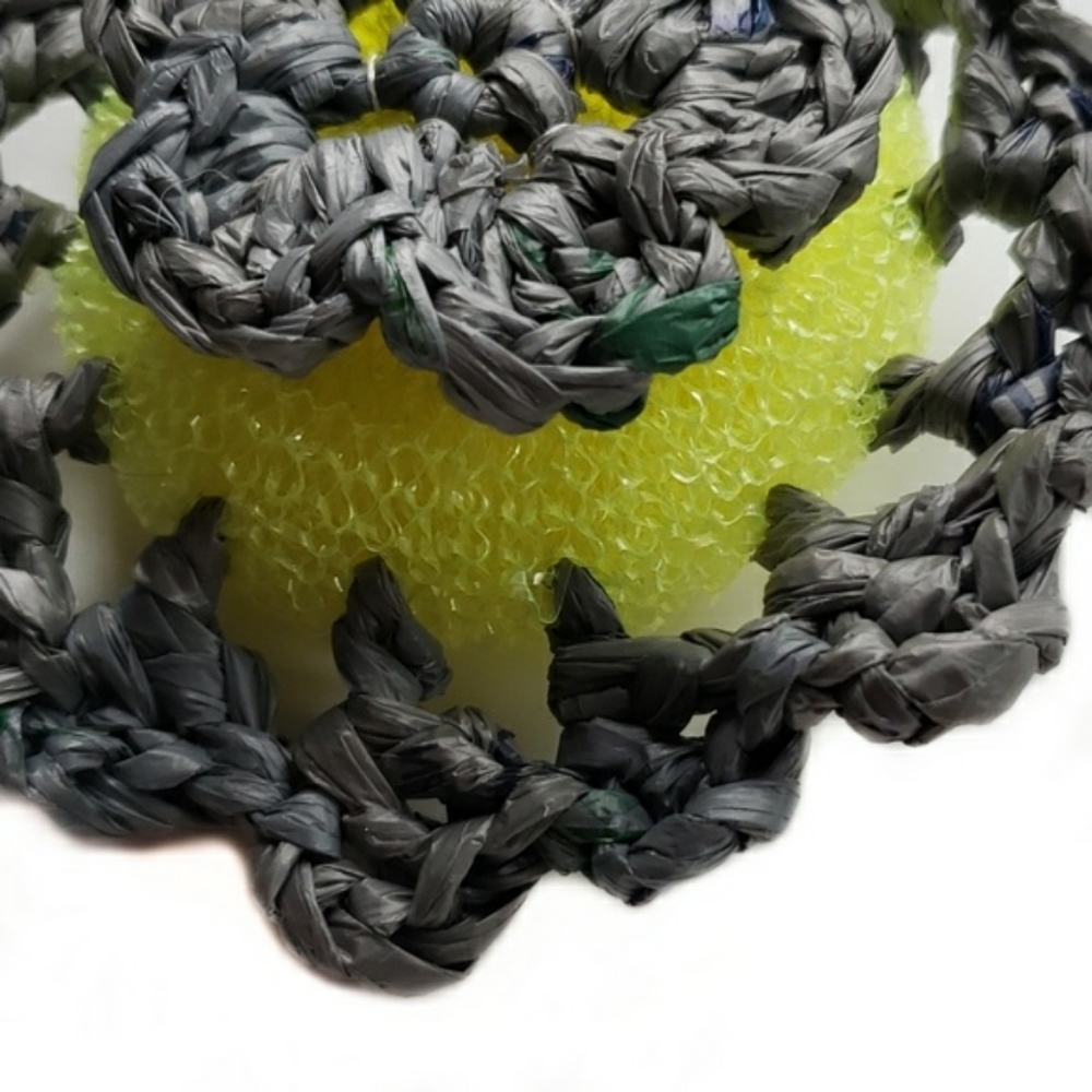 Recycled Crochet Plarn Upcycled Nylon Dish Scrubby - Picture 2 of 7